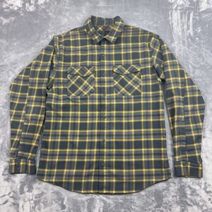 Magpul Industries Shirt Mens Size M Gray Yellow Plaid Snap Button Flannel FLAW